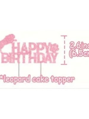Pink Leopard Happy Birthday Cake Topper Pink Glitter