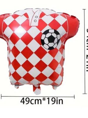 Soccer Themed Foil Balloon Red Soccer Jersey Shaped Foil Balloon