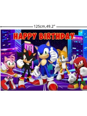 Sonic Party Decoration Happy Birthday Backdrop