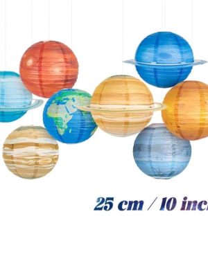 Space Themed Paper Lanterns 8 Piece Solar System Party Decorations