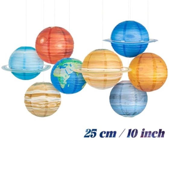 Space Themed Paper Lanterns 8 Piece Solar System Party Decorations
