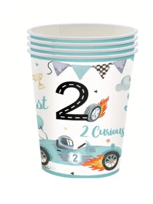 Two Fast Paper Cups Blue 6 Piece Two Fast Race Car Tableware