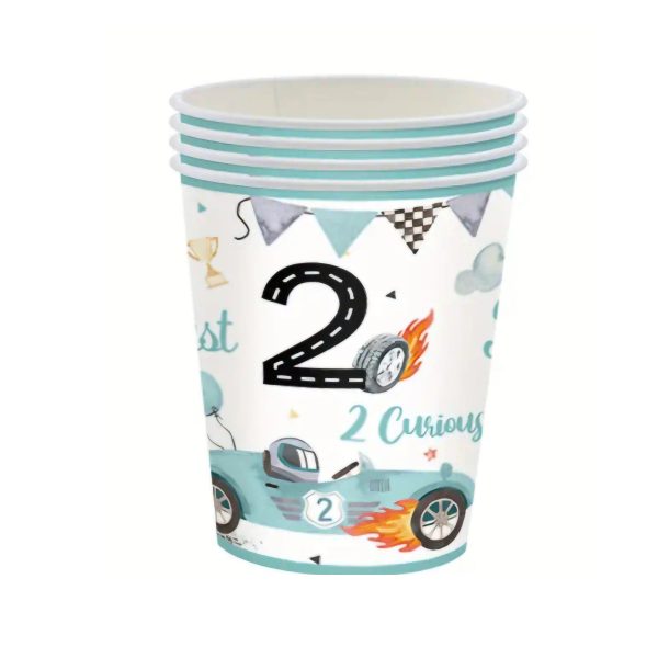 Two Fast Paper Cups Blue 6 Piece Two Fast Race Car Tableware