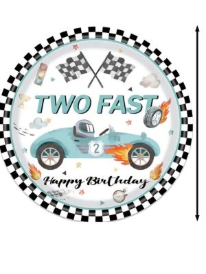 Two Fast Paper Plate Blue 6 Piece Two Fast Race Car Paper Plate Large