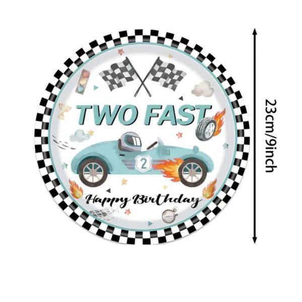 Two Fast Paper Plate Blue 6 Piece Two Fast Race Car Paper Plate Large