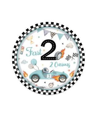 Two Fast Race Car Paper Plates Small 6 Piece Two Fast Race Car Party Supplies