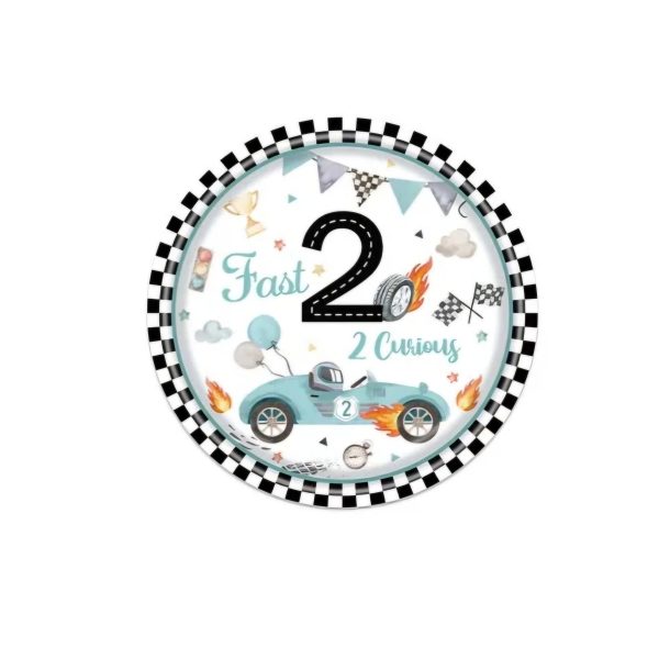 Two Fast Race Car Paper Plates Small 6 Piece Two Fast Race Car Party Supplies