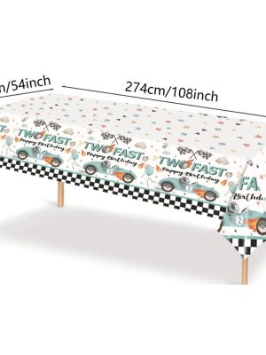 Two Fast Themed Party Tableware Plastic Tablecloth