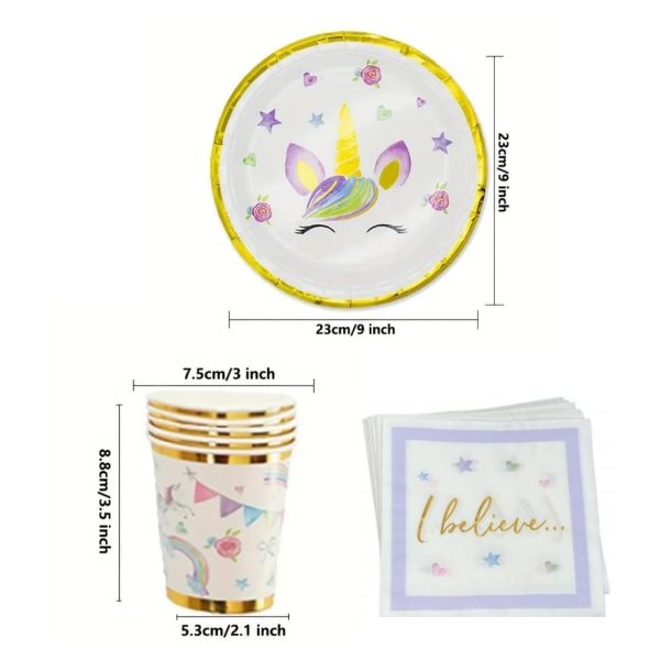 Unicorn Party Supplies Paper Plates Napkins Paper Cups