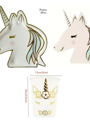 Unicorn Tableware Set Cups Plates Napkins