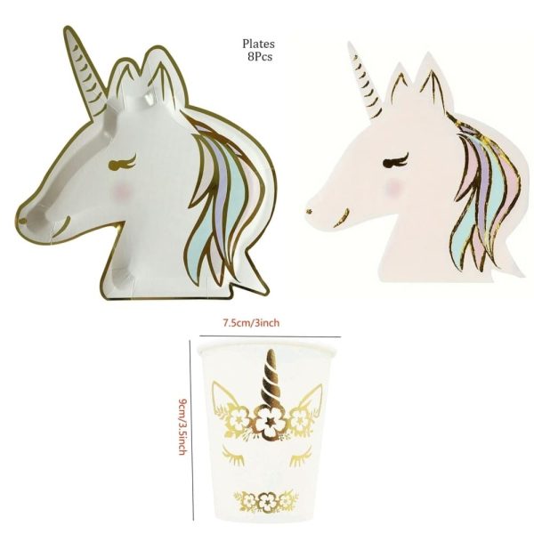 Unicorn Tableware Set Cups Plates Napkins