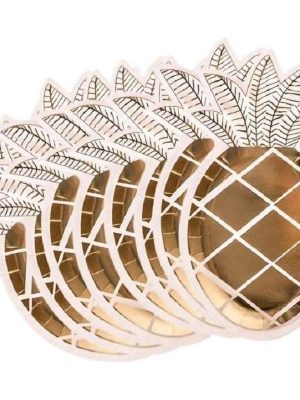 Gold Foil Pineaplle Shaped Paper Plates