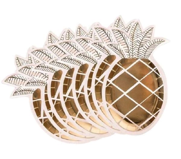 Gold Foil Pineaplle Shaped Paper Plates