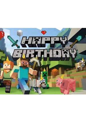 Minecraft Happy Birthday Backdrop Design A