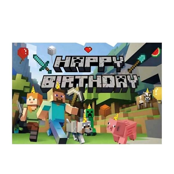 Minecraft Happy Birthday Backdrop Design A