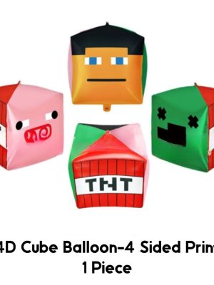 4D CUBE FOIL BALLOON 4 SIDED PRINT PIXEL VIDEO GAME THEMED PARTY SUPPLIES