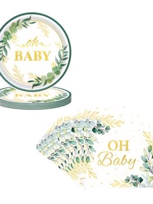 Botanical Baby Shower Disposable Tableware Set