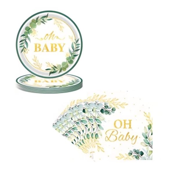 Botanical Baby Shower Disposable Tableware Set