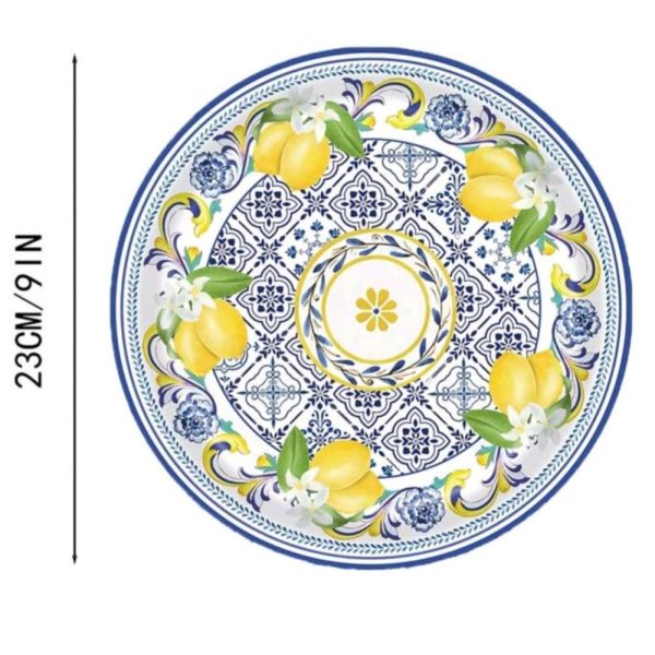 Capri Lemon Themed Paper Plates 6 Piece