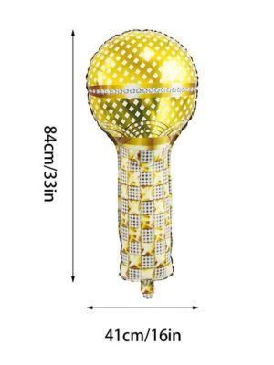 Gold Microphone Foil Balloon Party Supplies Disco themed