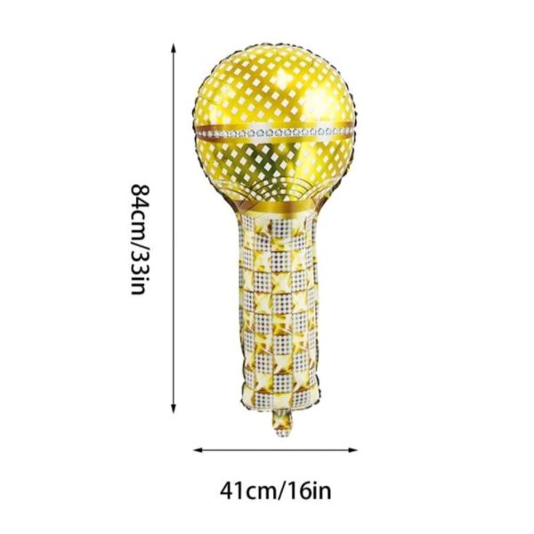 Gold Microphone Foil Balloon Party Supplies Disco themed