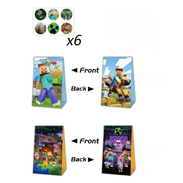 Pixel Party Favor Bags 6 Piece