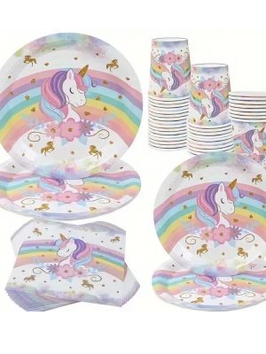 Unicorn Party Supplies Disposable Tableware Set