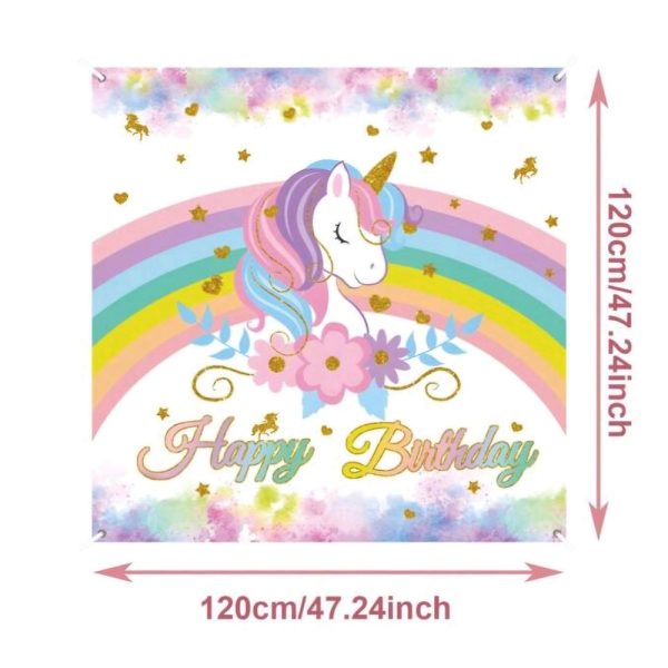 Unicorn Rainbow Backdrop Happy Birthday Unicorn Party Decor Supplies