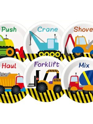 Construction Party Paper Plates Six Designs