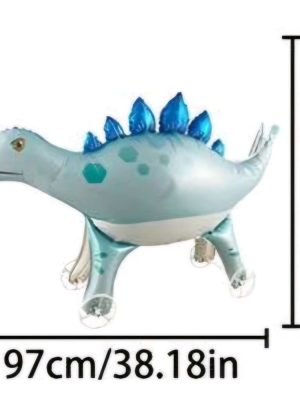 Dinosaur Walking Balloon On Wheels Blue