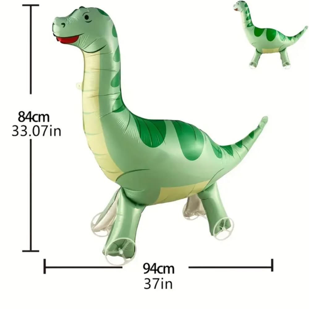 Dinosaur Walking Foil Balloon On Wheels-Green 1 Dinosaur Walking Balloon On Wheels