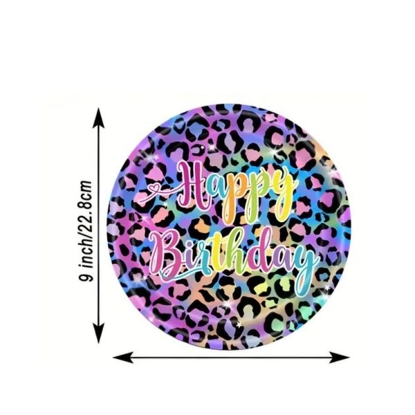 Leopard Happy Birthday Paper Plates Neon