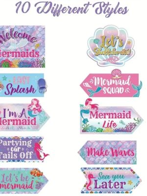 Mermaid Party Decorations signs 10 Piece