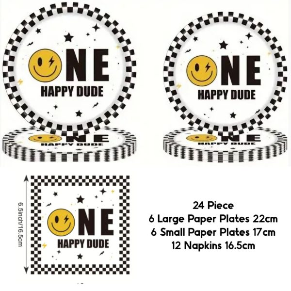 One Happy Dude Table Ware Set First Birthday Racing Theme