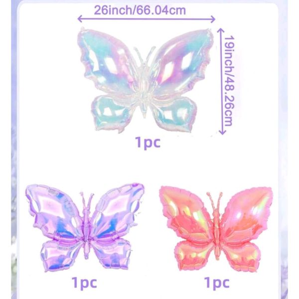 Iridecent butterfly shaped balloons