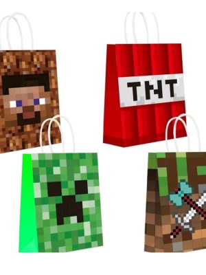 Pixel Favor Bags With Handle 8 Piece