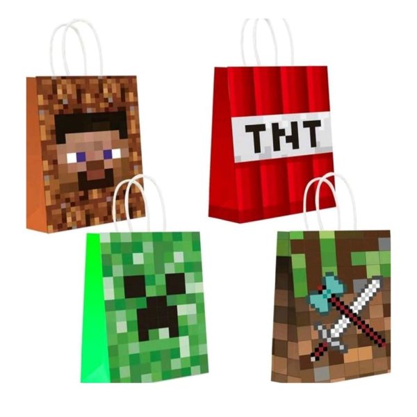 Pixel Favor Bags With Handle 8 Piece