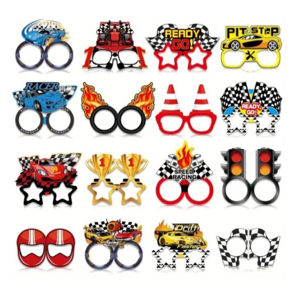 Racing Car Photo Prop Paper Glasses 12 Piece