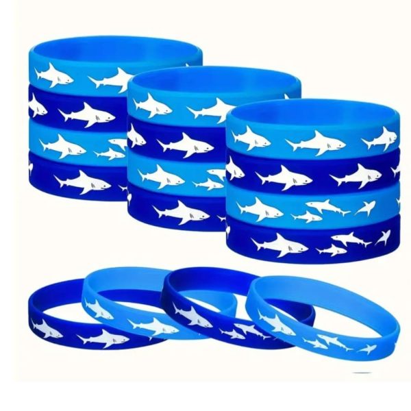 Shark Party Favors Silicone Wrist Bands 10 Piece