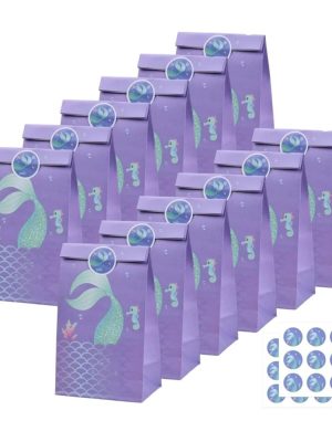 Mermaid Party Favor Bags With Stickers 12 Piece