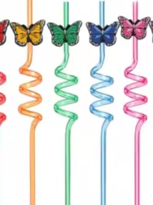 Butterfly plastic straws 6 piece