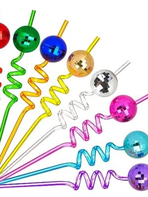 Disco Ball Plastic Straws 8 Piece