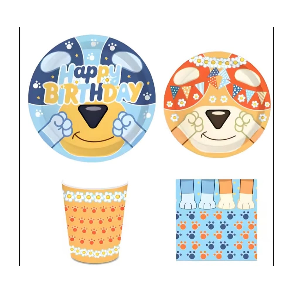 Dog Themed Tableware Set Blue- 44 Piece 1 Dog Themed Tableware Set