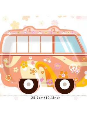 Groovy Bus Shaped Paper Plates