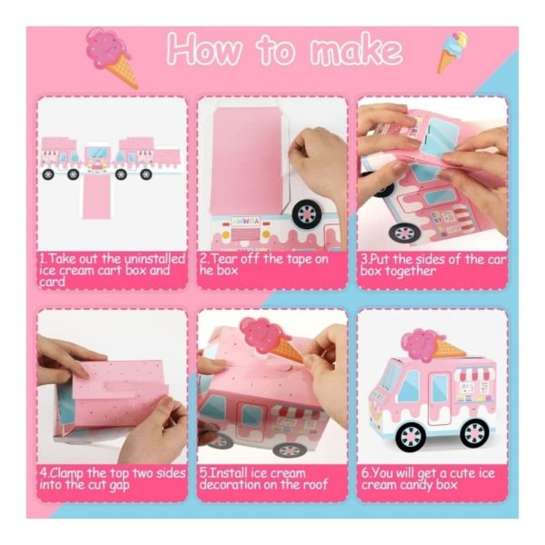 Methods to assemble ice cream truck shaped favor boxes Party Favors For Ice Cream Themed Party