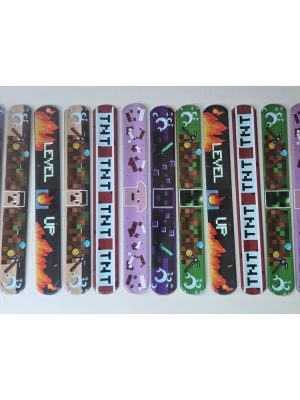 Miner Pixel Party Favor Slap Bands 12 Piece