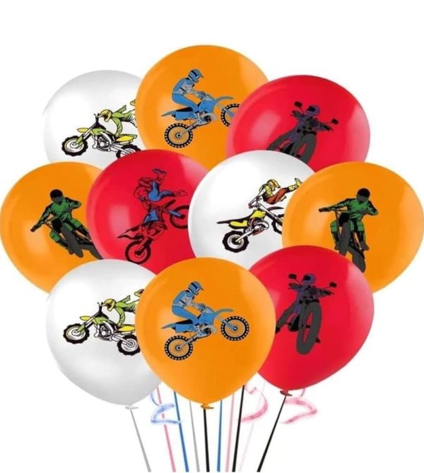 Motorcross latex balloons 10 piece