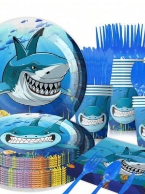 Shark Themed Disposable Tableware set 81 Piece