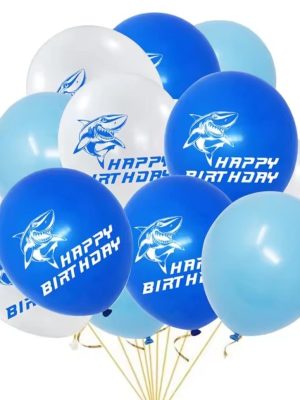 Shark happy birthday latex balloons 12 piece