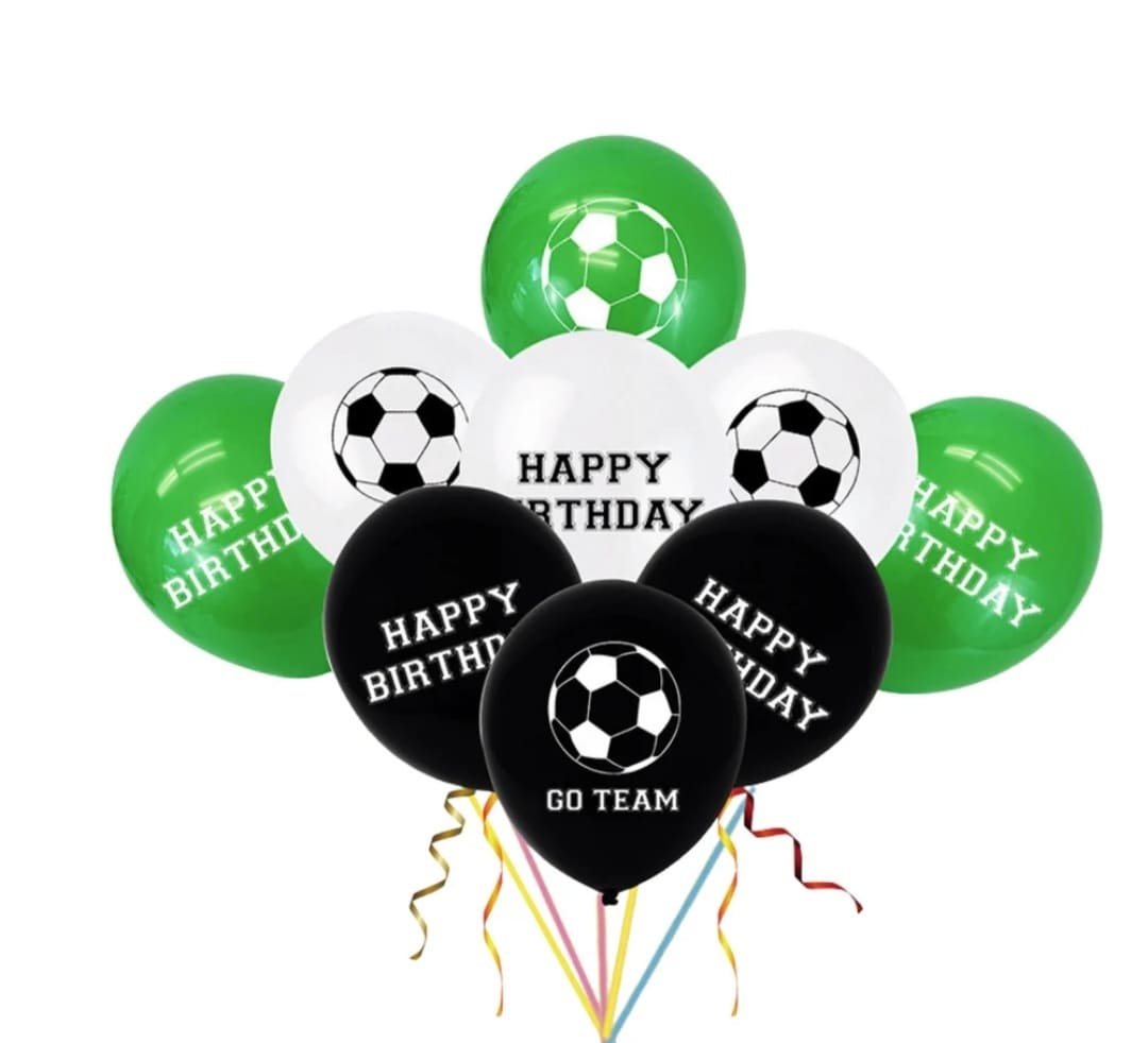 Soccer-Themed Happy Birthday Latex Balloons - 12 Piece 1 Soccer themed happy birthday latex balloons 12 piece